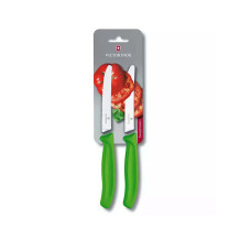 Victorinox 6.7836.L114B 11cm Yeşil 2li Tırtıklı Domates ve Sofra Bıçağı, Blisterli Paket - 1