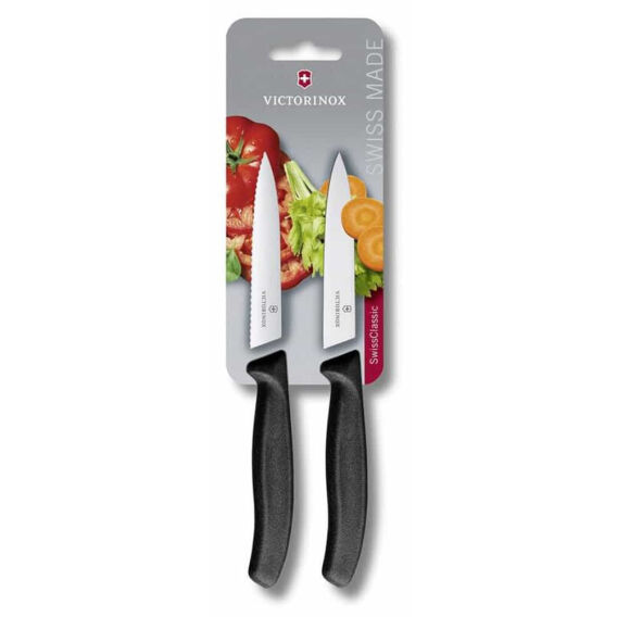 Victorinox 6.7793.B 10cm Siyah 2li Tırtıklı Soyma Bıçağı - 1